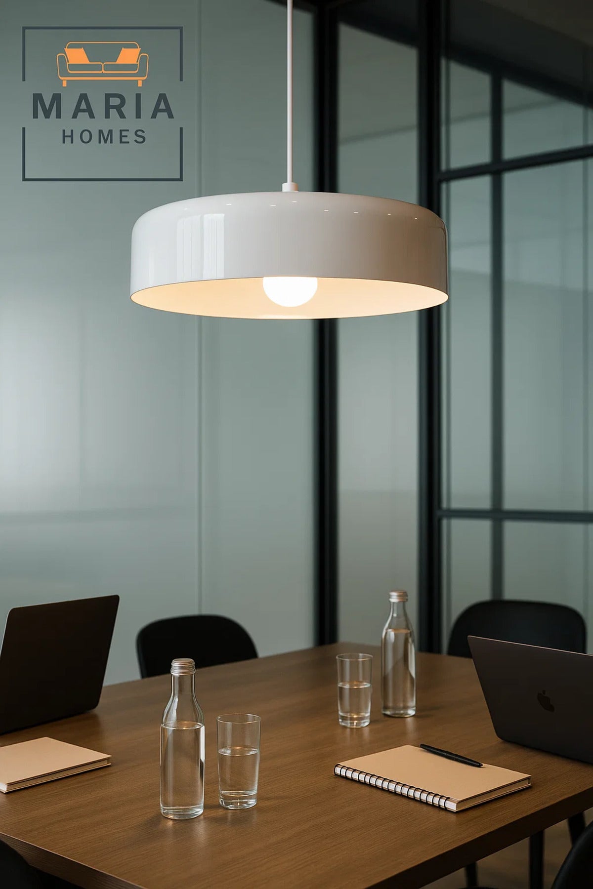 Glossy White Cylinder Pendant Light