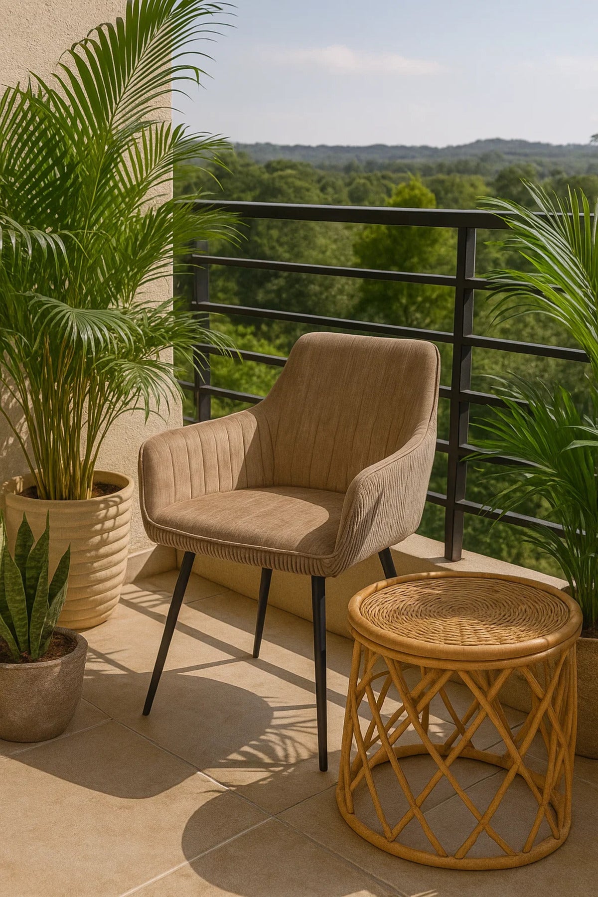 Beige Fabric Chair with Metal Legs | Modern Comfortable Chair for Home, Office, Living Room
