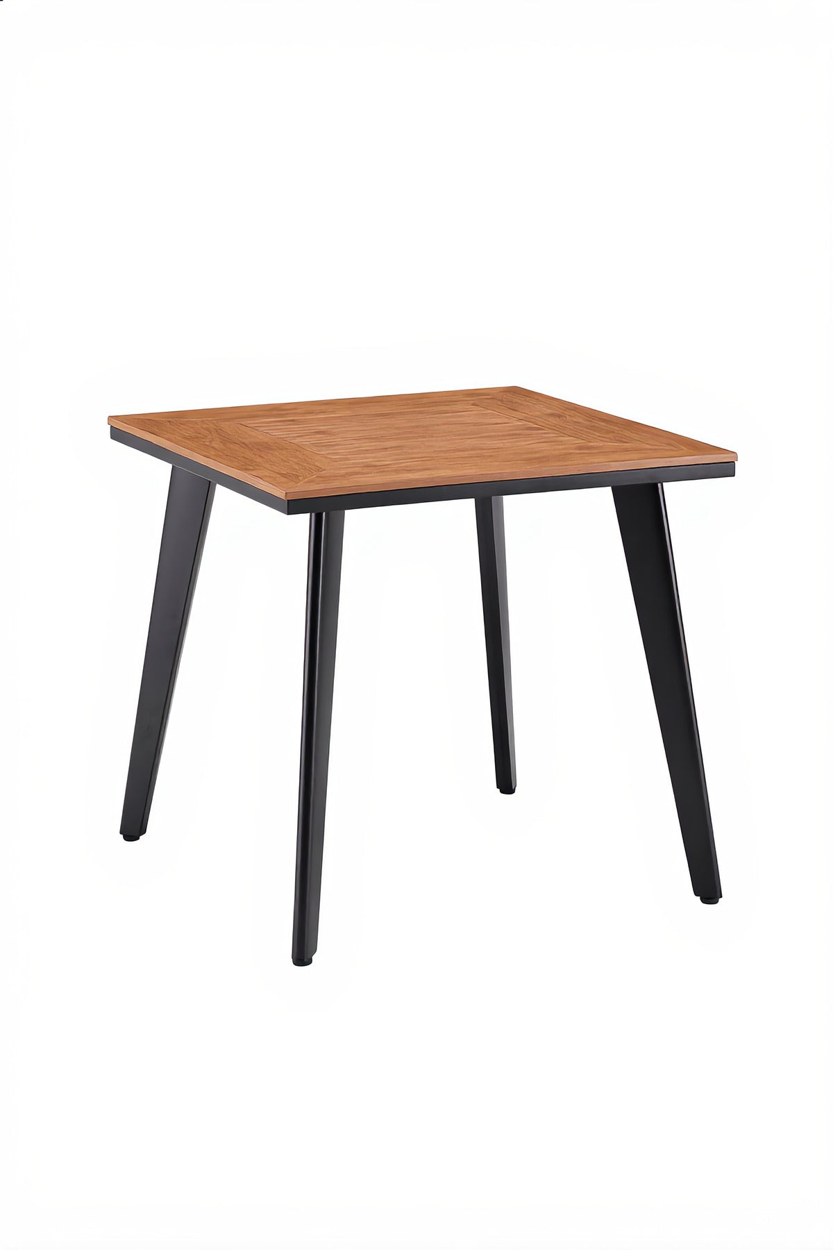 Modern Wooden Square Dining Table | Black Metal Legs | 75cm Indoor Outdoor Furniture