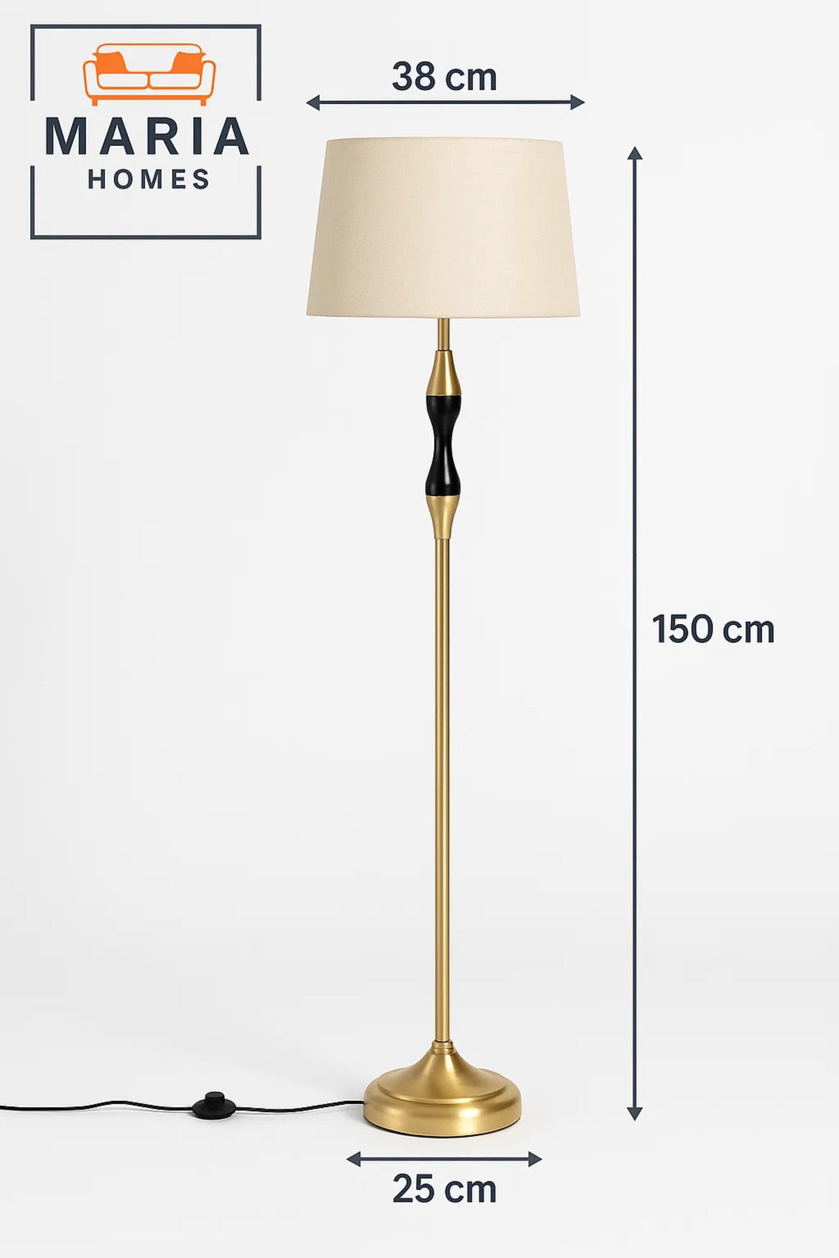 Classic Floor Lamp in Brown and Black with Gold Base