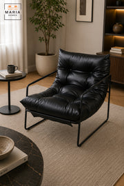 Modern Deep Cushioned Lounge Chair with Tufted Backrest & Slim Armrests | Contemporary Accent Chair for Living Room, Bedroom, Office & Reading Area