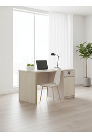Modern Light Wood Office Desk with Storage Cabinet