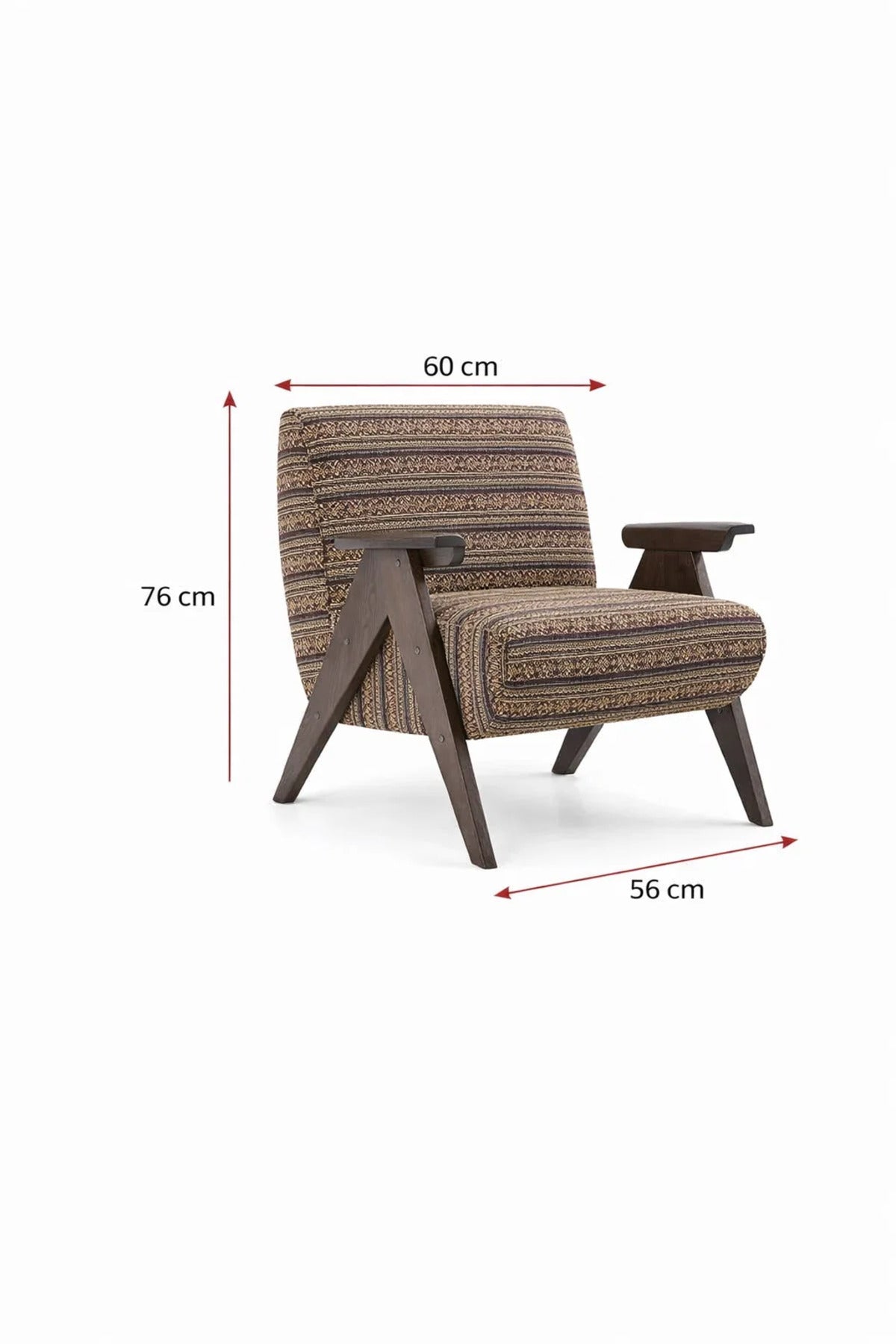 Elegant Wooden Armchair with Bohemian Patterned Fabric for Living Room and Office Interiors