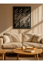 Modern Geometric Wall Art Ð 120_80 cm Black and White Square Pattern Framed Canvas
