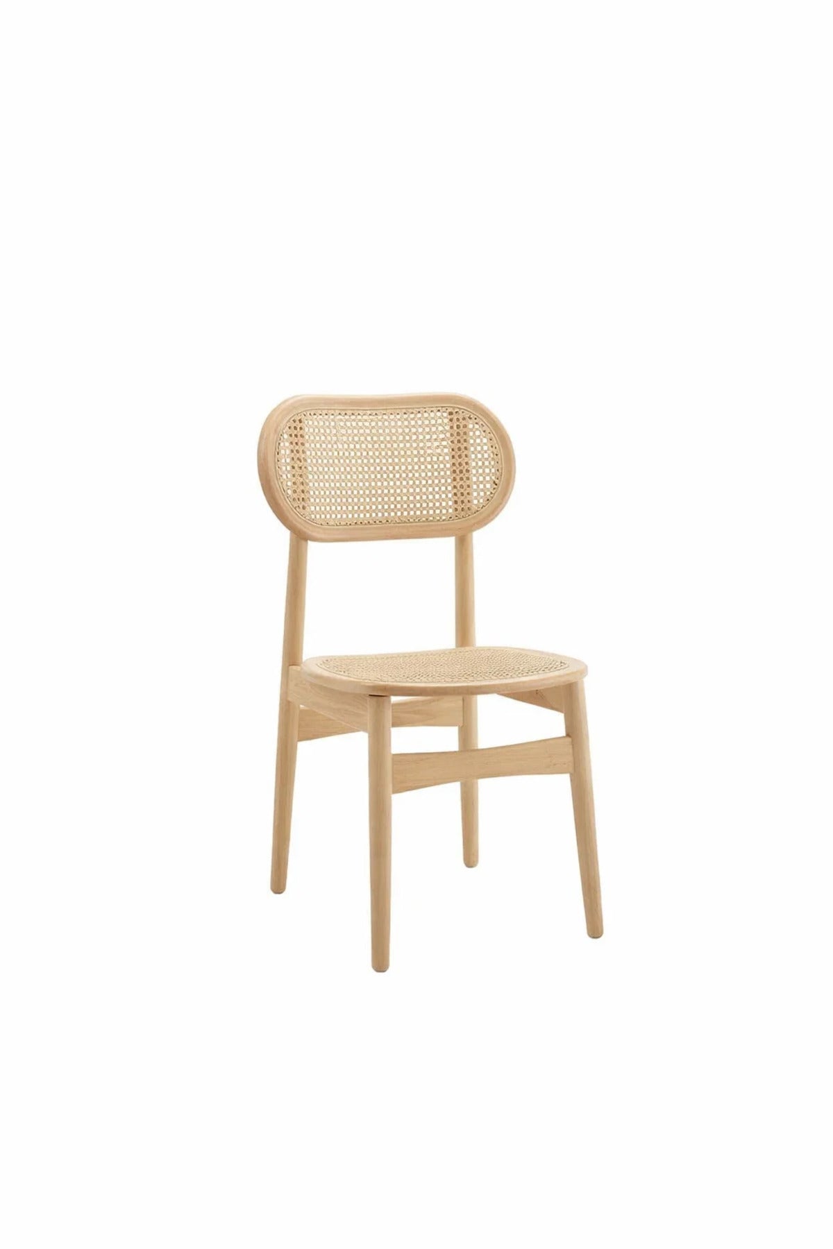 Beige Wooden Rattan Dining Chair 68cm Height Natural Cane Seat Modern beige wooden