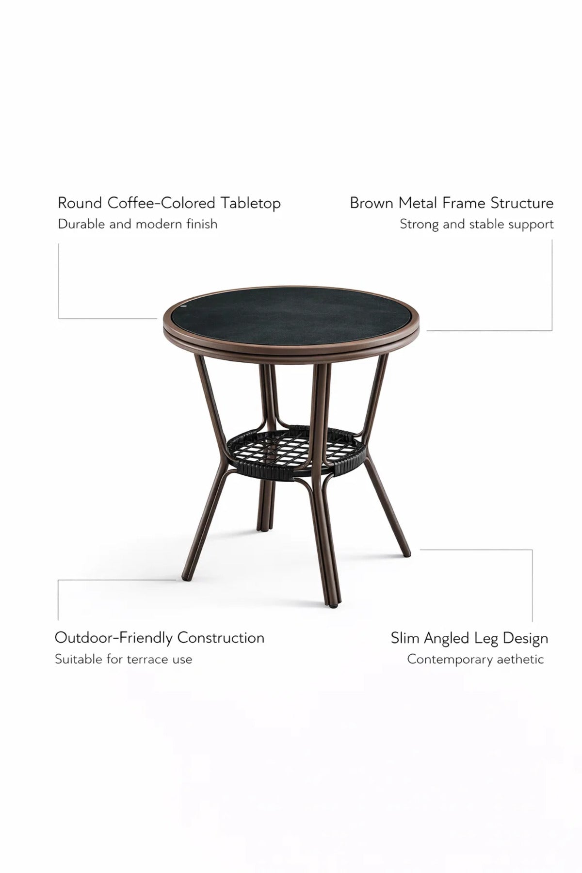 Modern Coffee Brown Caf≈Ω Table with Glass Top √ê Compact Round Side Table