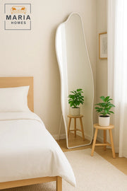 Wavy Full-Length Standing Mirror in White Frame Ð 170x58 cm Modern Design