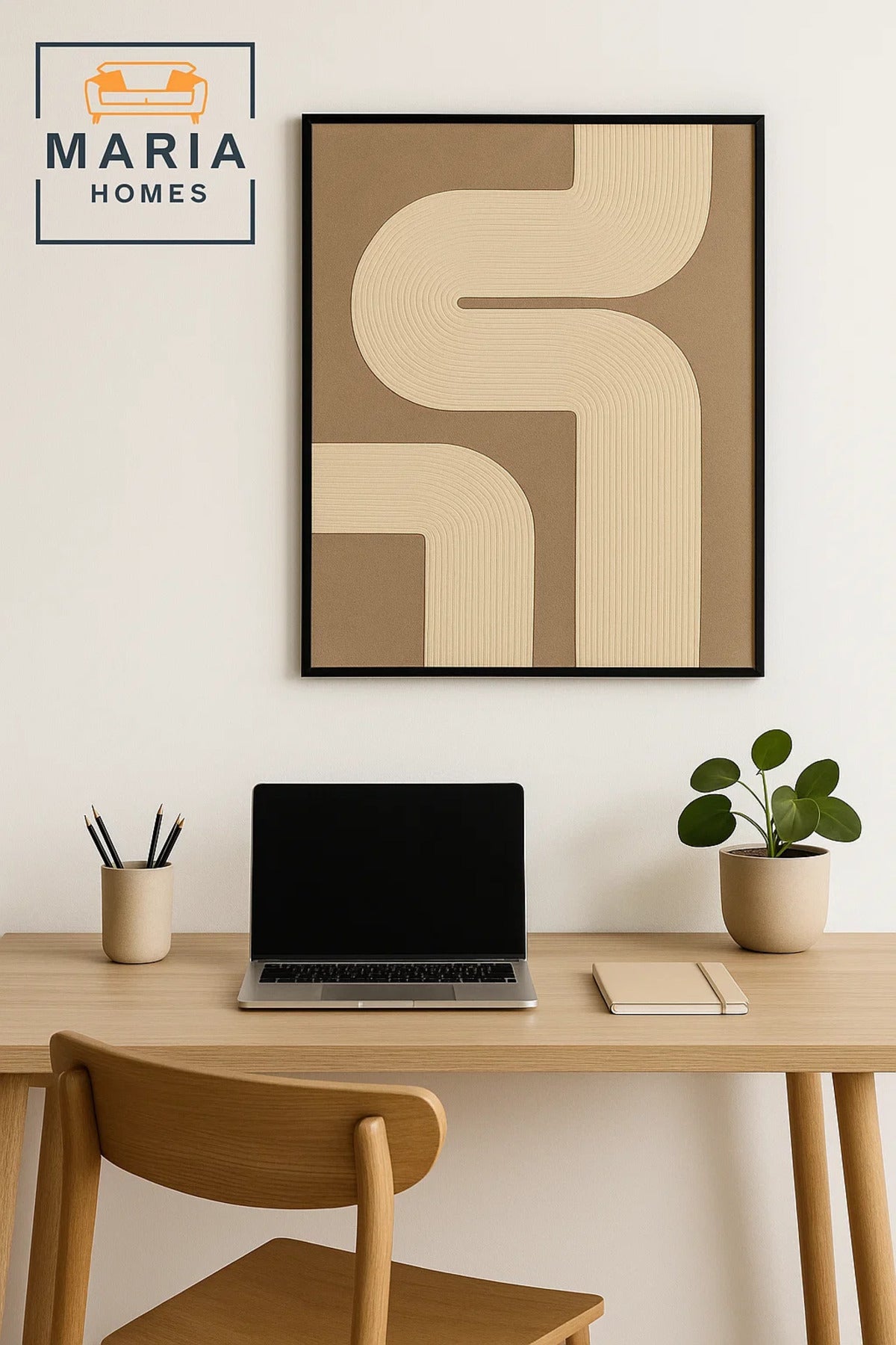 Contemporary Beige Area Rug with Cream Curved Line Design Ð 4.3*123 cm