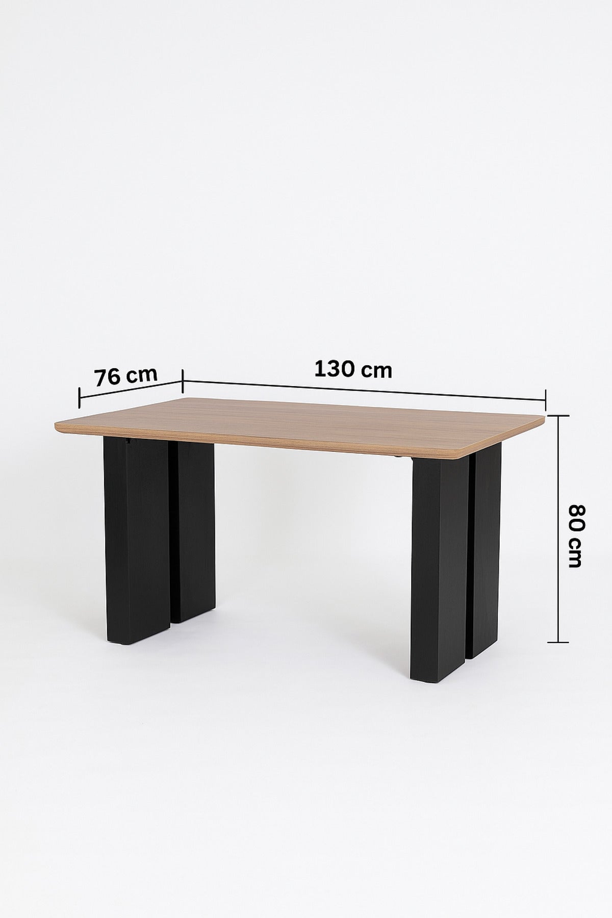 Modern Wooden Dining Table with Black Legs Stylish Table for Dining Room 130_80_76 cm