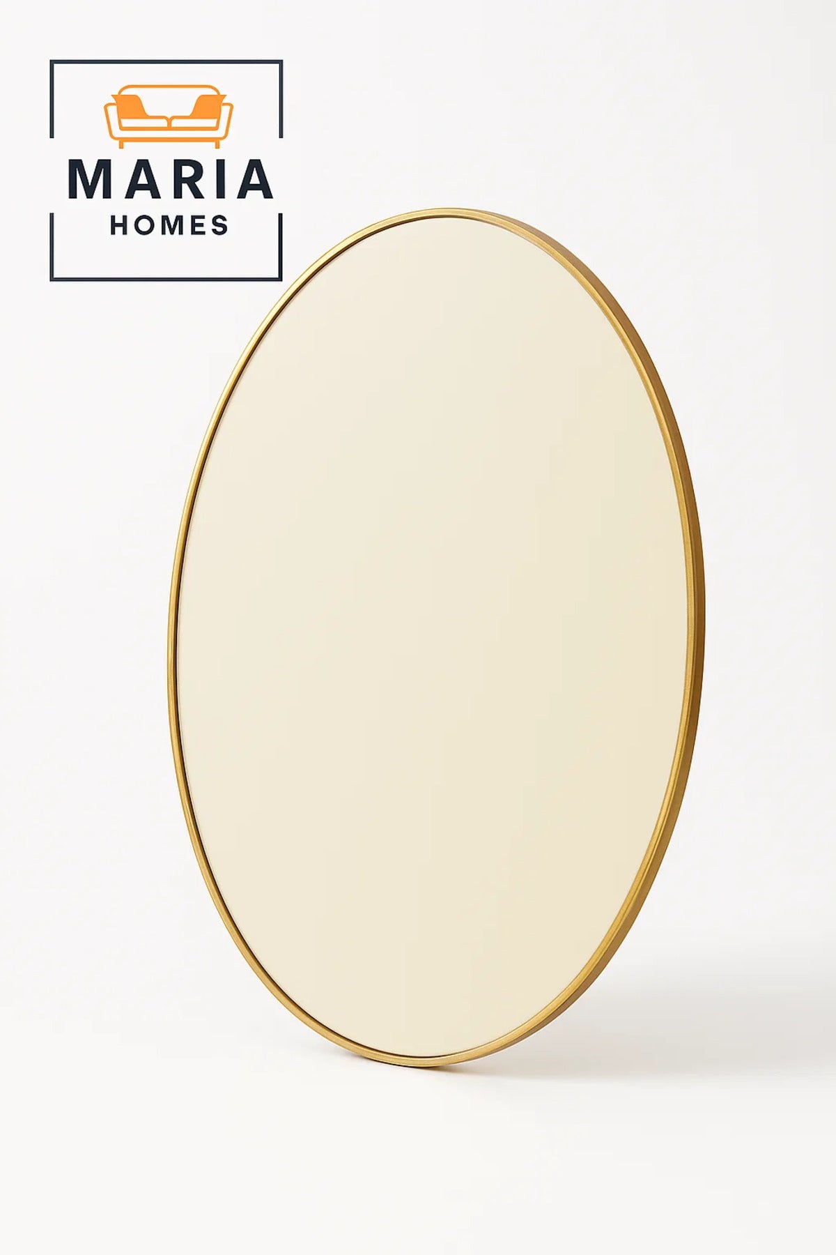 Oval Wall Mirror with Thin Brushed Gold Frame-size 100cm
