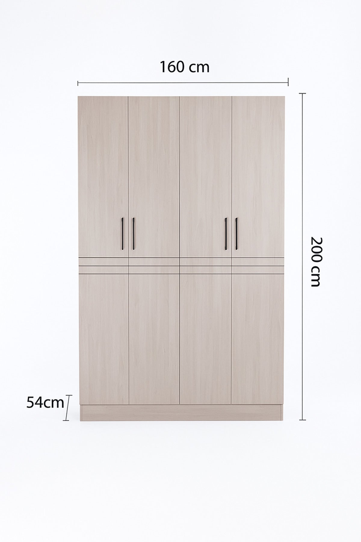 Modern 4-Door Wardrobe with Hanging Rail and Shelves Ð Light Gray 160_54_200 cm