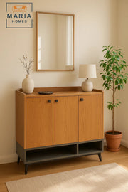 Large Wooden Shoe Rack Cabinet with 3 Doors and Bottom Open Shelf Ð Modern Entryway Organizer