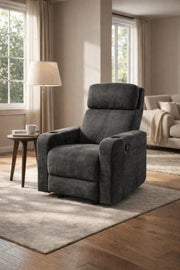 Premium Dark Grey Fabric Recliner Armchair with Cup Holders for Modern Living Room Comfort Style
