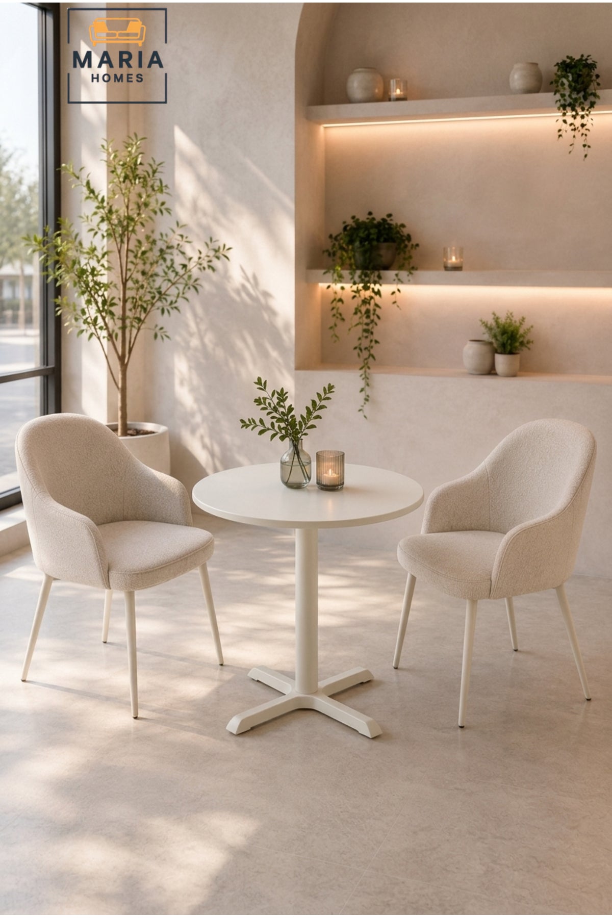 Modern Round Café Table Pedestal Dining Table Bistro Table for Coffee Shop Restaurant White