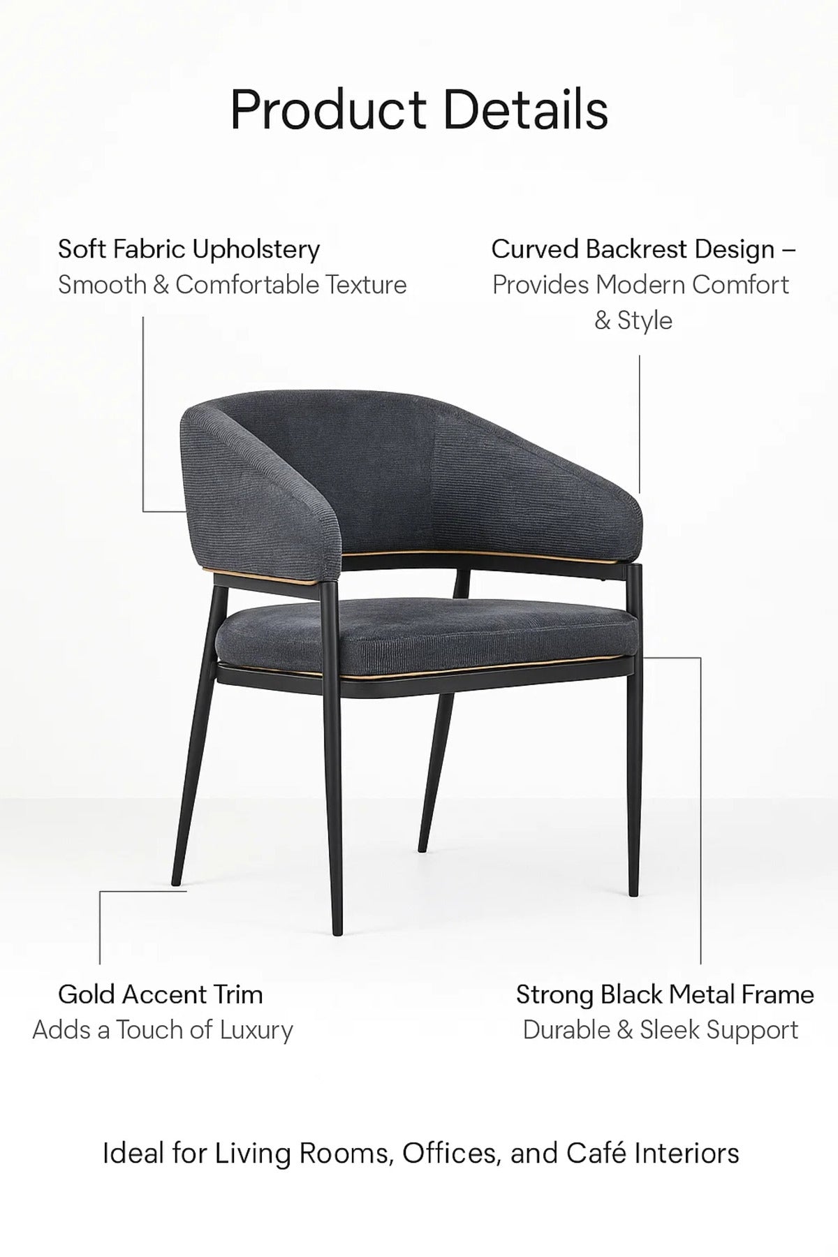 Blue Fabric Accent Chair | Modern Comfortable Armchair for Living Room, Office & Hotel Lobby Decor