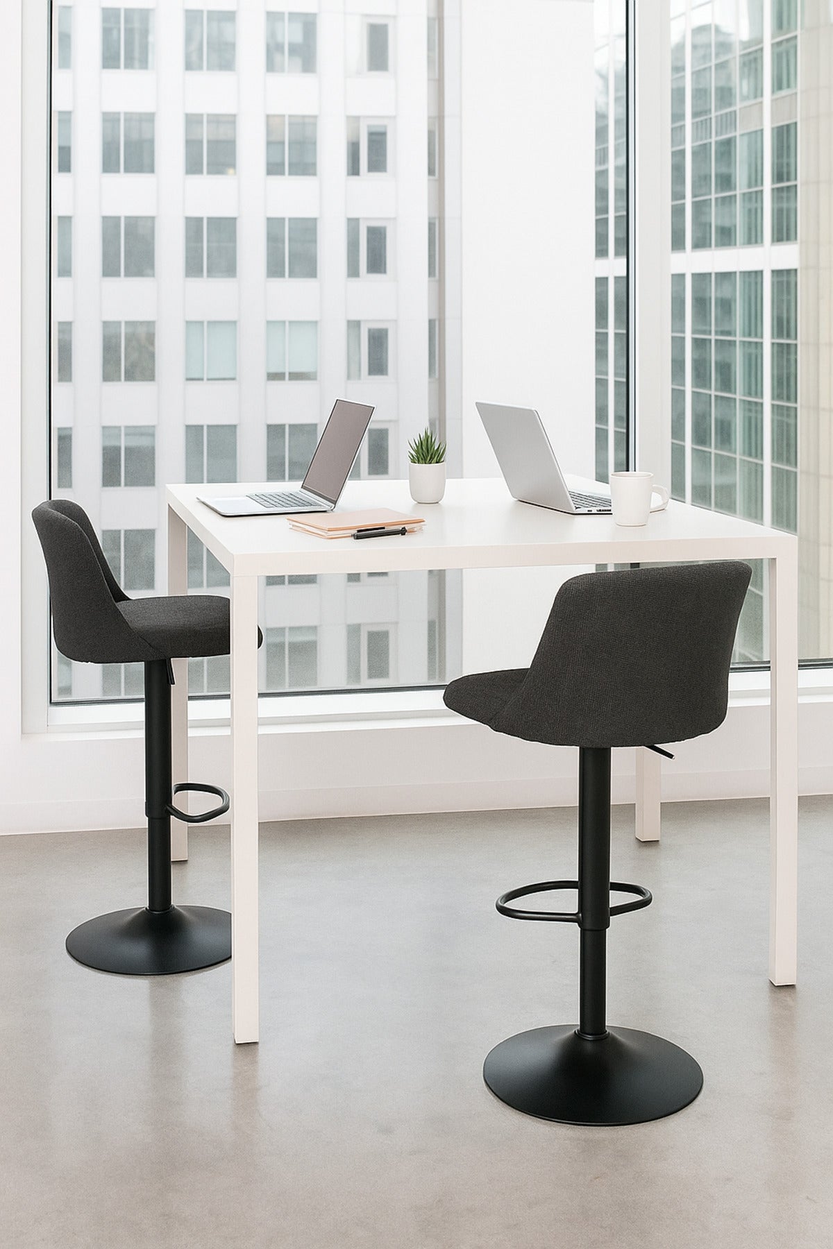 Deep Grey Adjustable Bar Stool with Backrest & Footrest Ð Modern Counter Chair