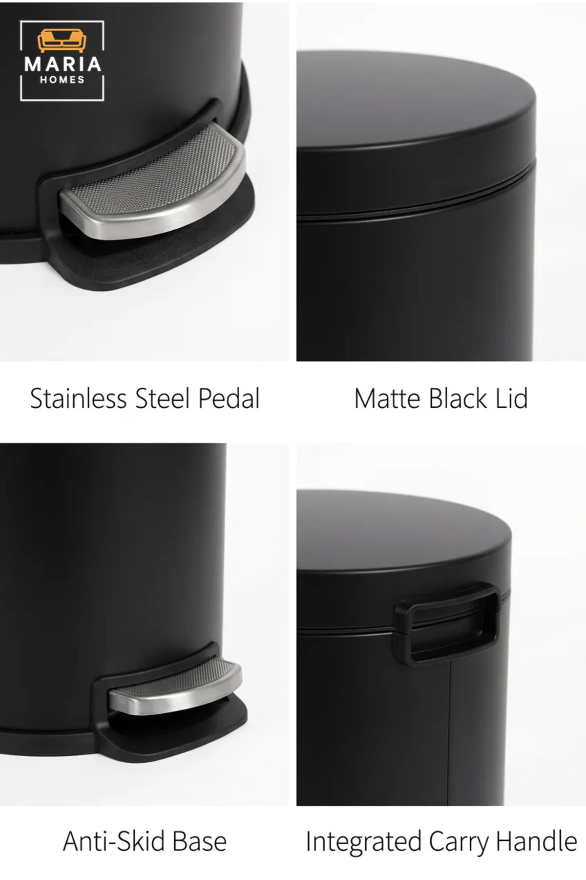 Compact Round Pedal Trash Bin with Lid, Small Hands-Free Waste Container for Bathroom, Bedroom, Office, Vanity Area and Compact Spaces