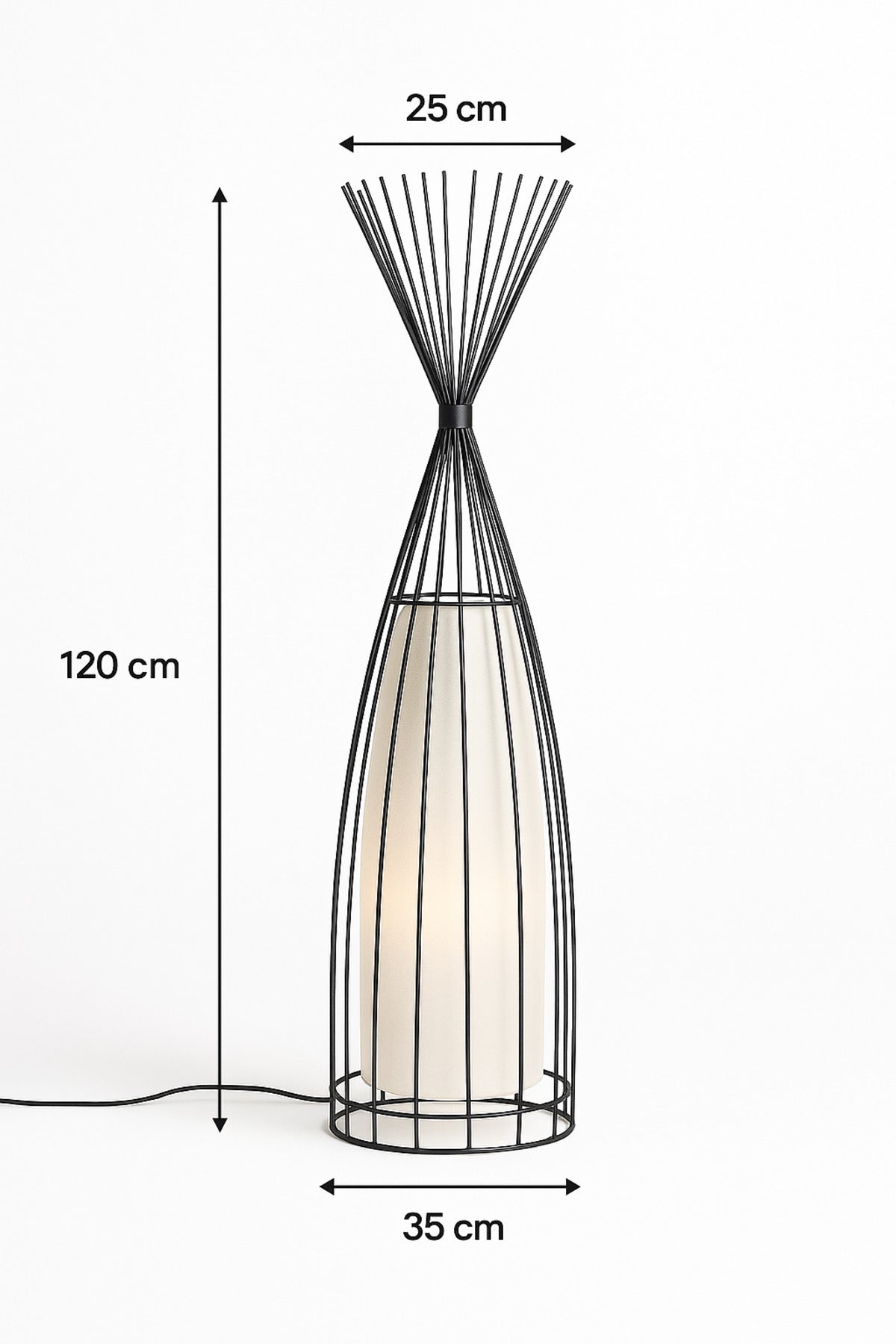 Decorative Cage Floor Lamp with Inner Fabric Diffuser