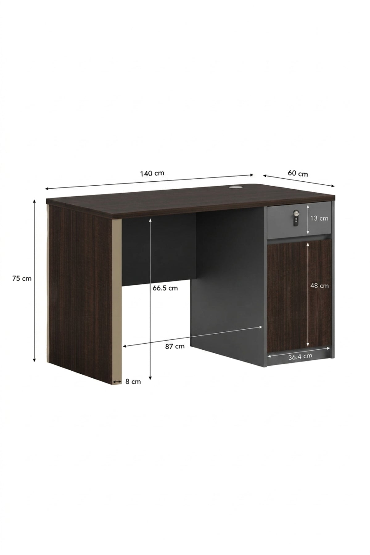 Compact Office Computer Desk with Lockable Storage Cabinet √ê Modern Workstation Table