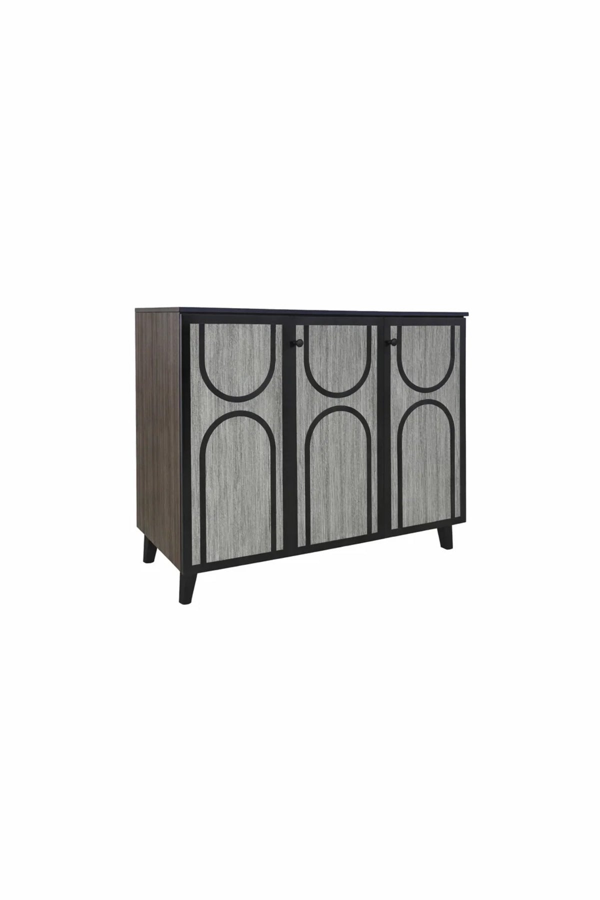 Modern 3-Door Wooden Shoe Cabinet Entryway Storage Organizer Rack Stand with Stylish Grey Design