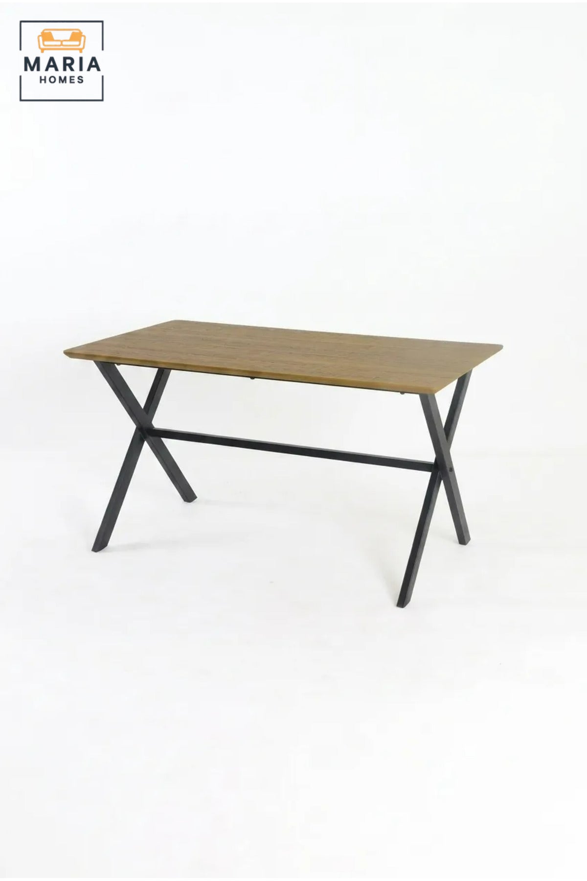 Rectangular Dining Table Only Without Chairs, 120 × 70 × 75 cm, Wood-Effect Top with Cross-Leg Frame for Dining Room, Kitchen, Apartment and Café
