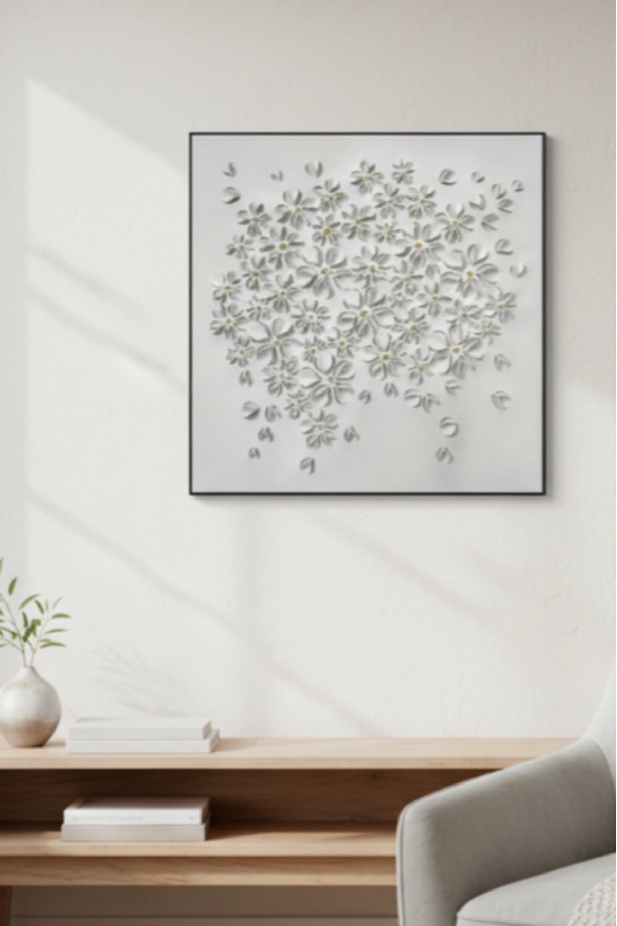 Floral Heart Decorative Wall Art Panel for Living Room and Bedroom 100x100cm floral