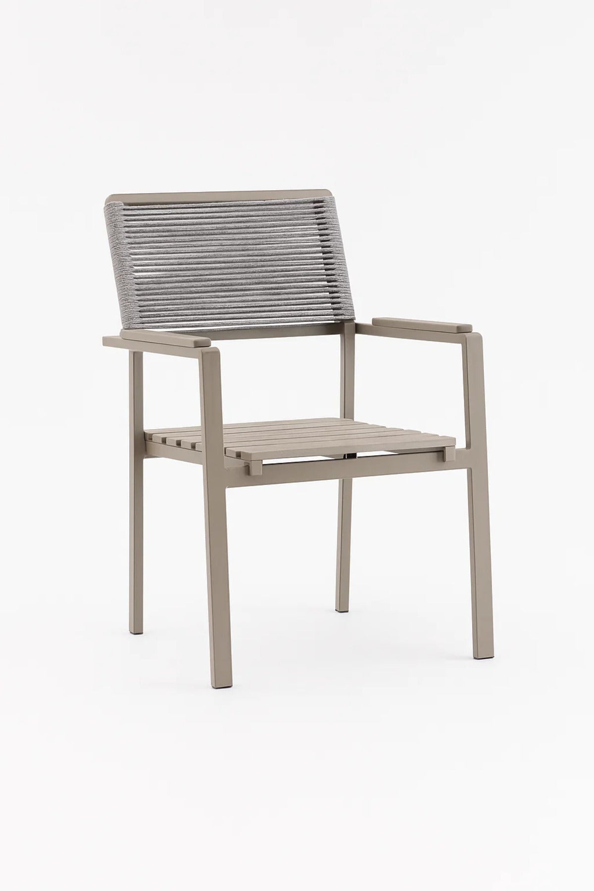 Modern Garden Chair with Armrest Beige Metal Frame Outdoor Patio Dining Furniture