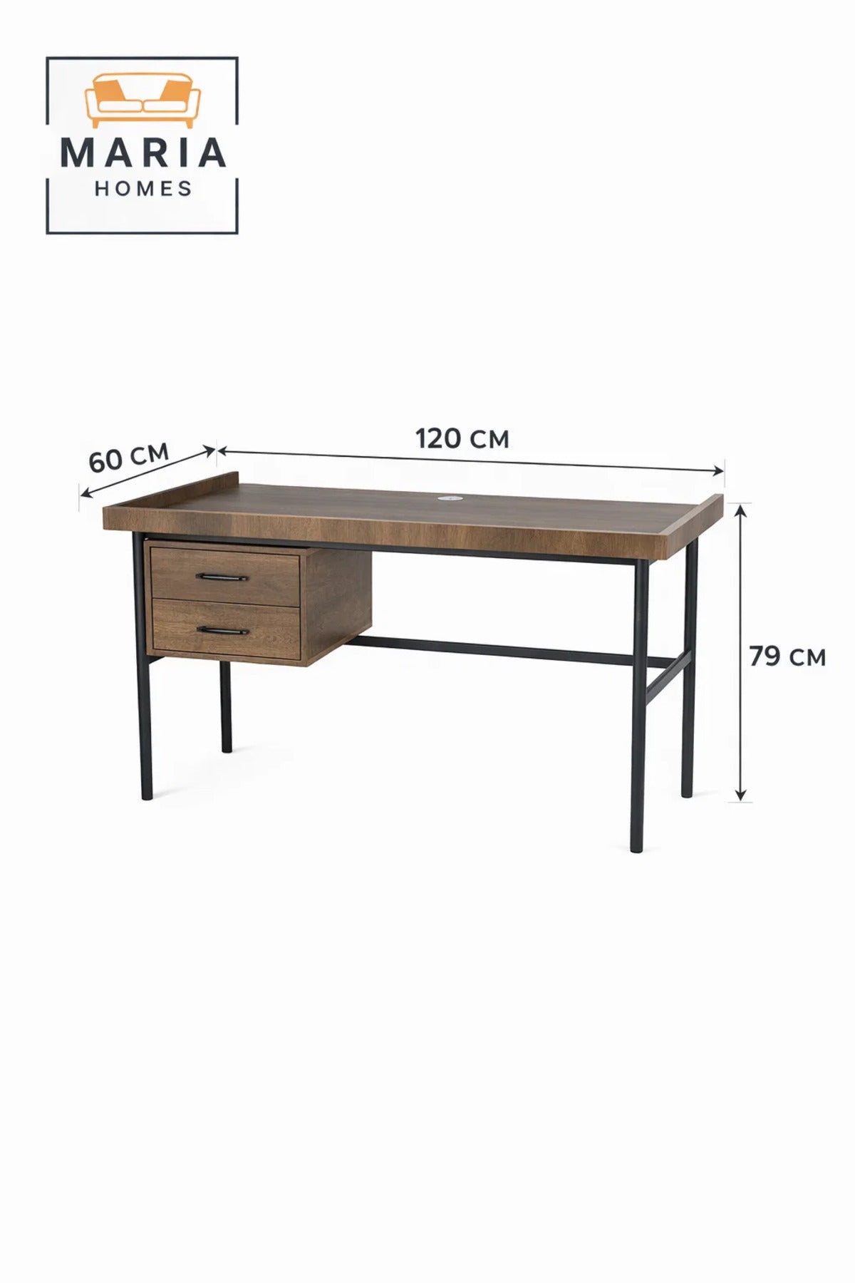 Dark Wood Office Desk 120_60_79 cm √ê Modern Work Desk with Storage Drawers