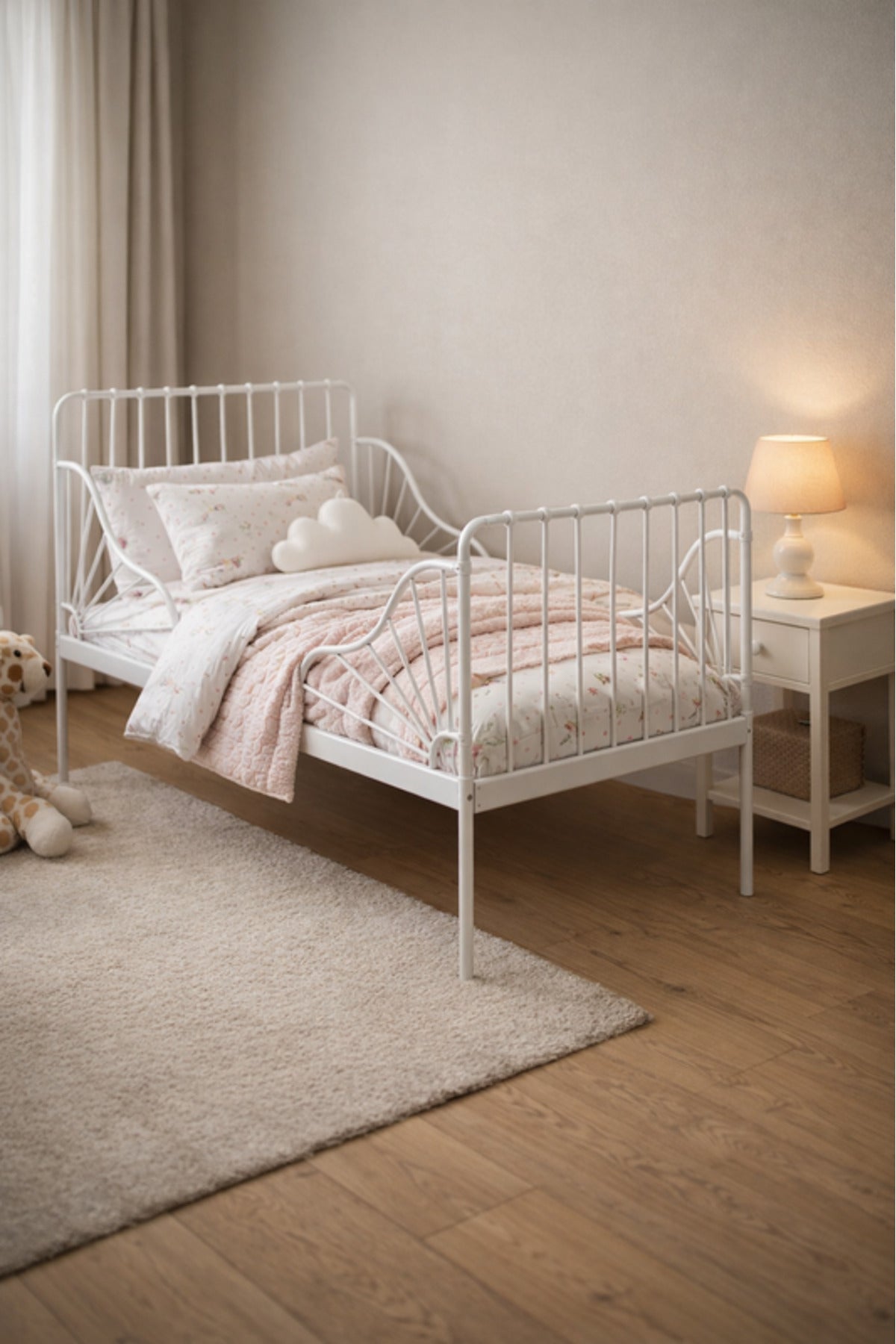 White Metal Kids Bed Frame white metal kids / Base Headboard