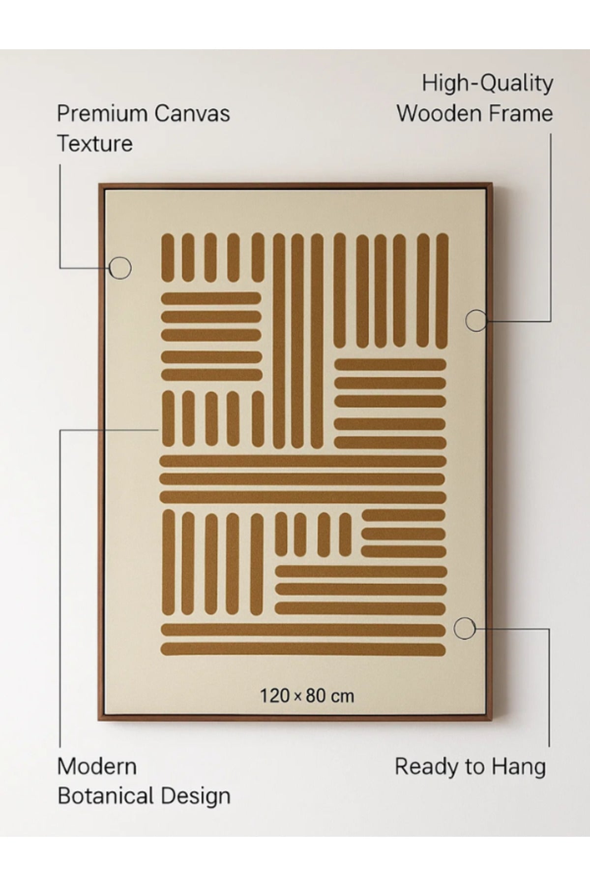 3D Geometric Brown Canvas Wall Art with Wooden Frame Ð 120_80 cm