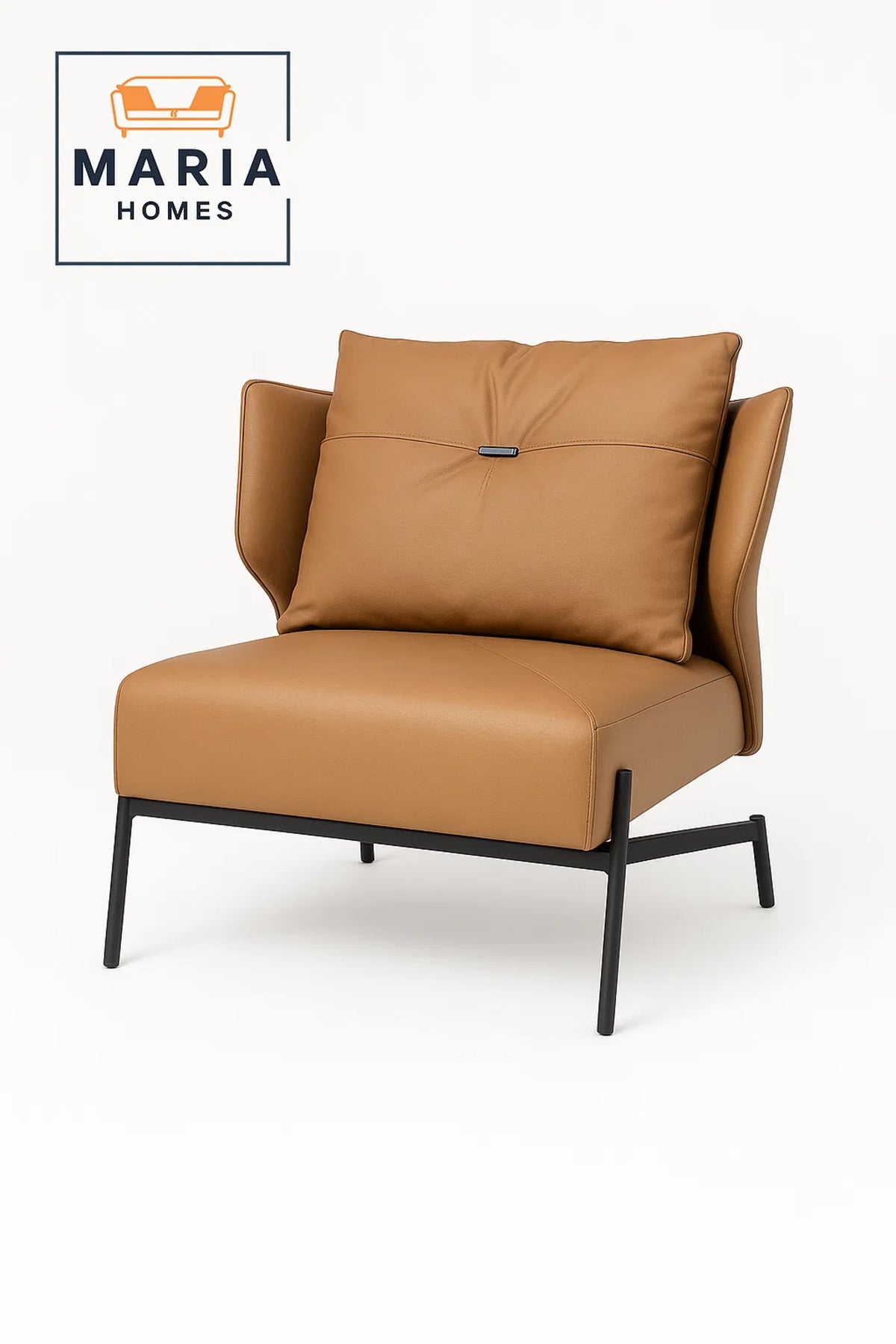 Modern Tan Lounge Chair with Cushioned Back