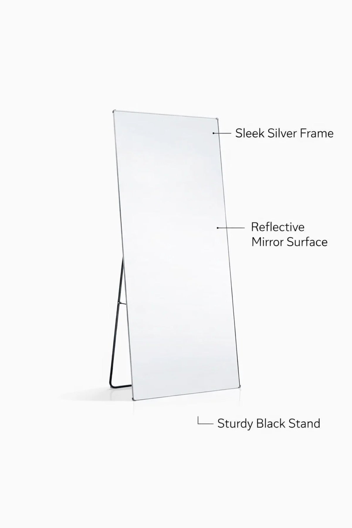 Silver Standing Floor Mirror 180x80cm Full Length Bedroom silver standing floor