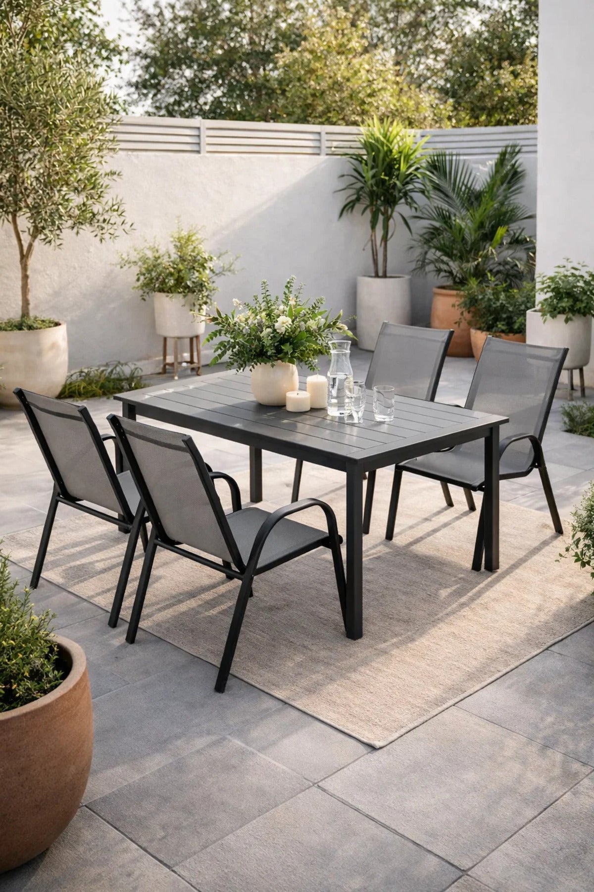Premium Outdoor Garden Chair Stackable Metal Frame with Breathable Mesh Sling for Patio Balcony