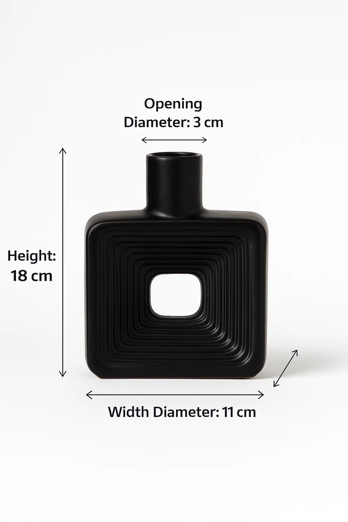 Black Geometric Ceramic Vase Ð Modern Minimalist Sculptural Decorative Flower Pot