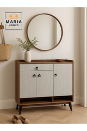 Modern Coffee Ash Shoes Cabinet Ð 100_32_100 cm with Dual-Tone Finish and Metal Legs