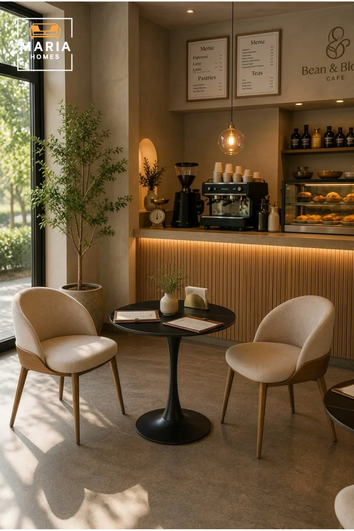 Modern Round Bistro Table with Black Pedestal Base for Cafe Dining Room Furniture