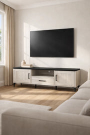 White Oak TV Stand √ê 160x40x50 cm Modern Wooden Plasma Table with Cabinets & Drawer