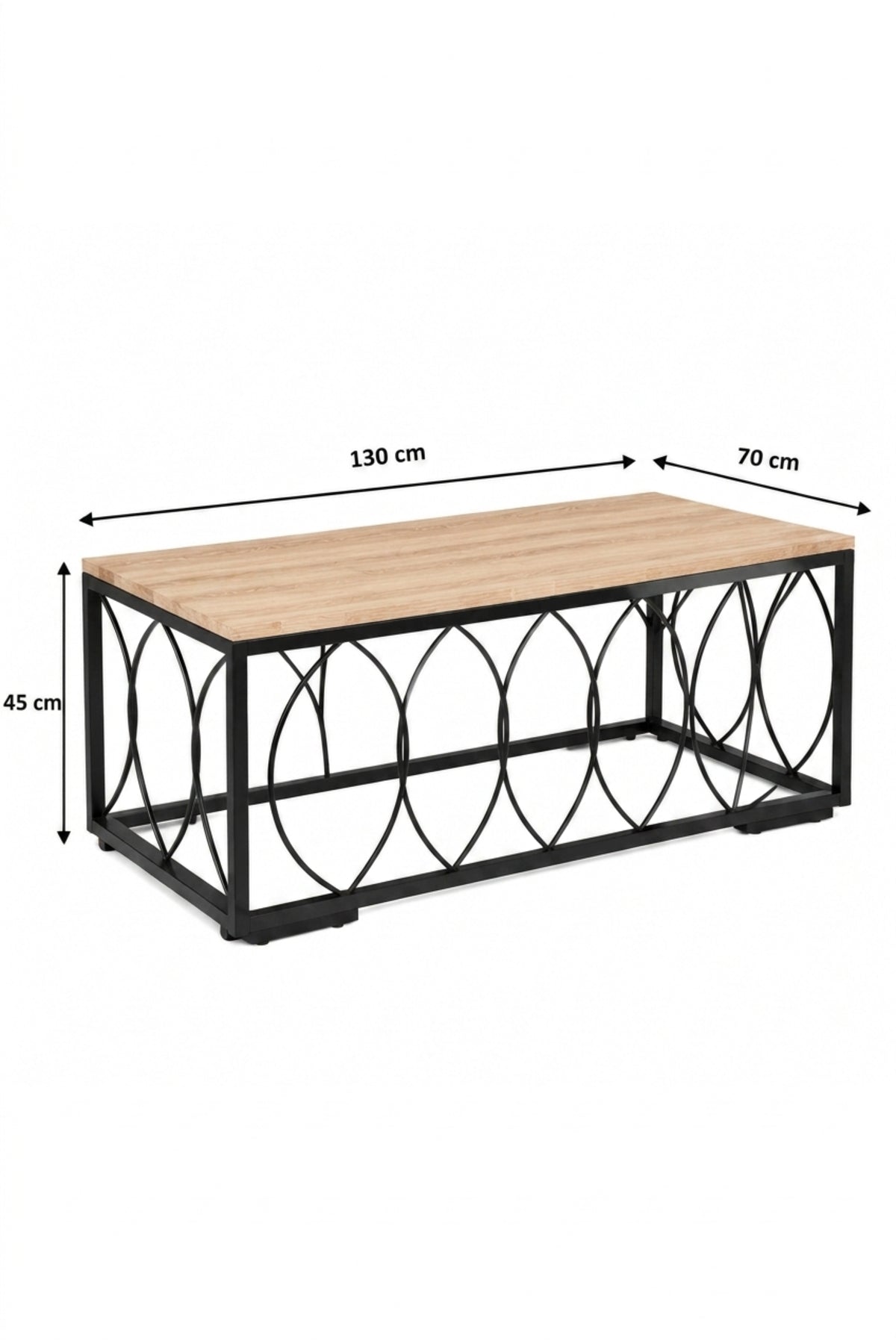 Modern Center Table set – Wooden Top with Metal Base, Living Room Coffee Table