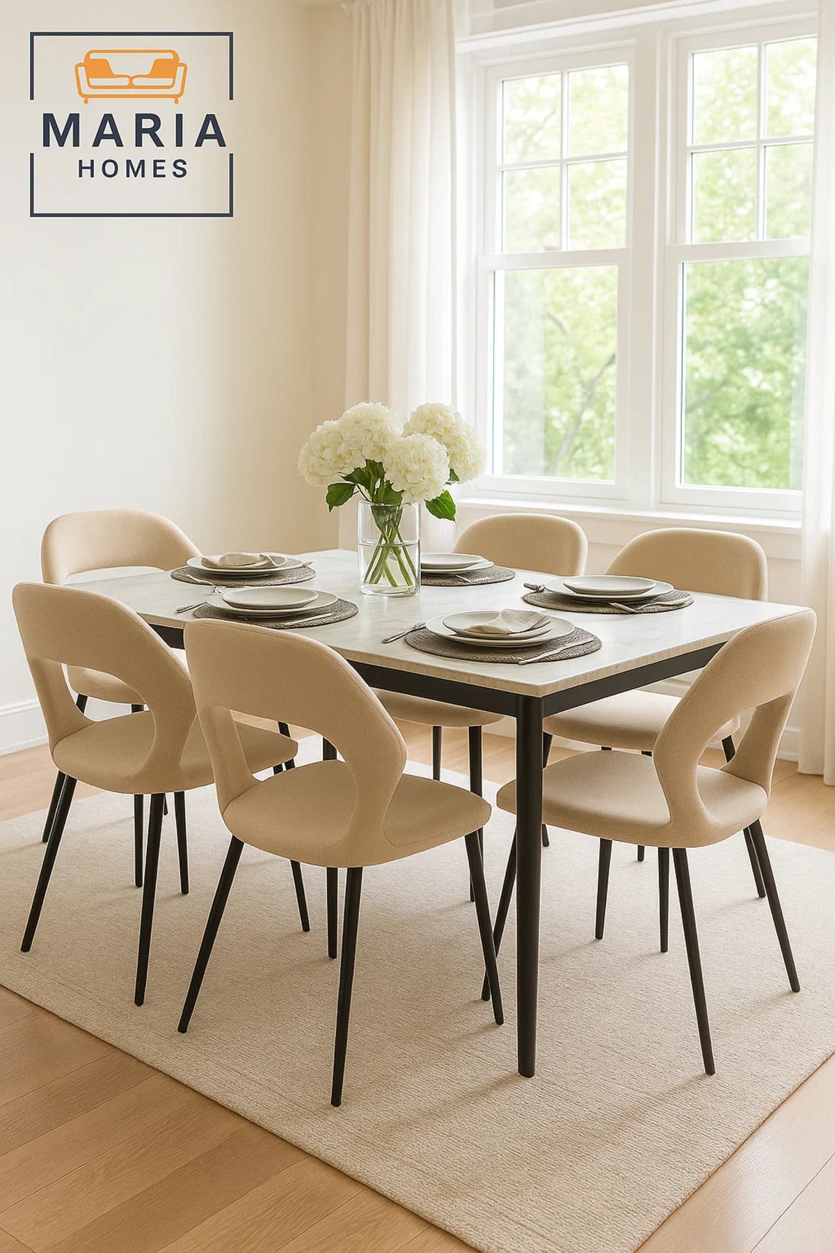 Modern Beige Upholstered Dining Chair