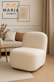 Modern Cream Armless Lounge Chair Ð Cozy Upholstered Accent Seating