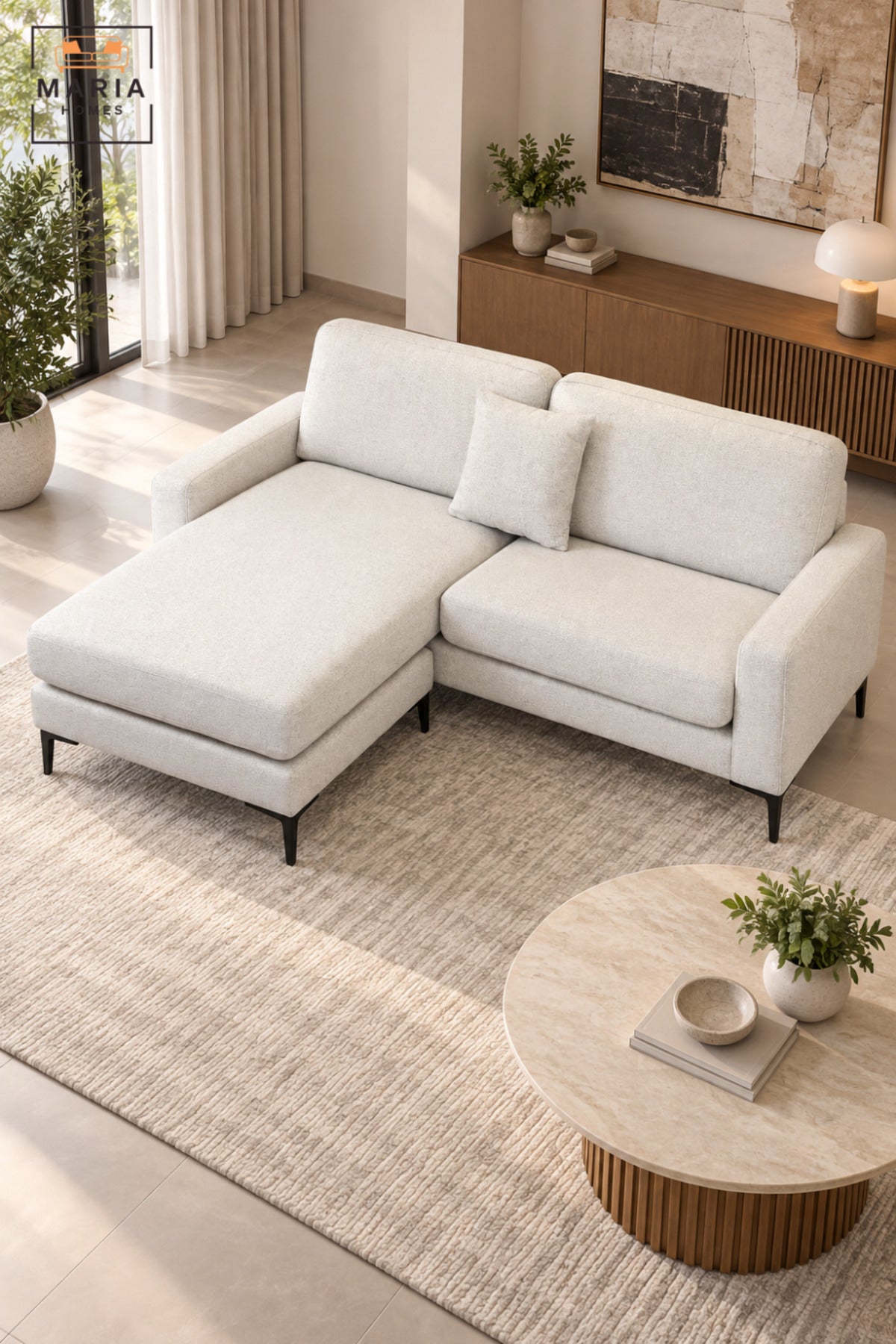 Large L-Shaped Sectional Sofa with Chaise Lounge, Soft Upholstered Cushions, Modern Contemporary Design for Living Room, Lounge & Apartment