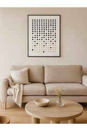 Modern Abstract Wall Art Ð 120_80 cm Black and Beige Dot Pattern Framed Canvas