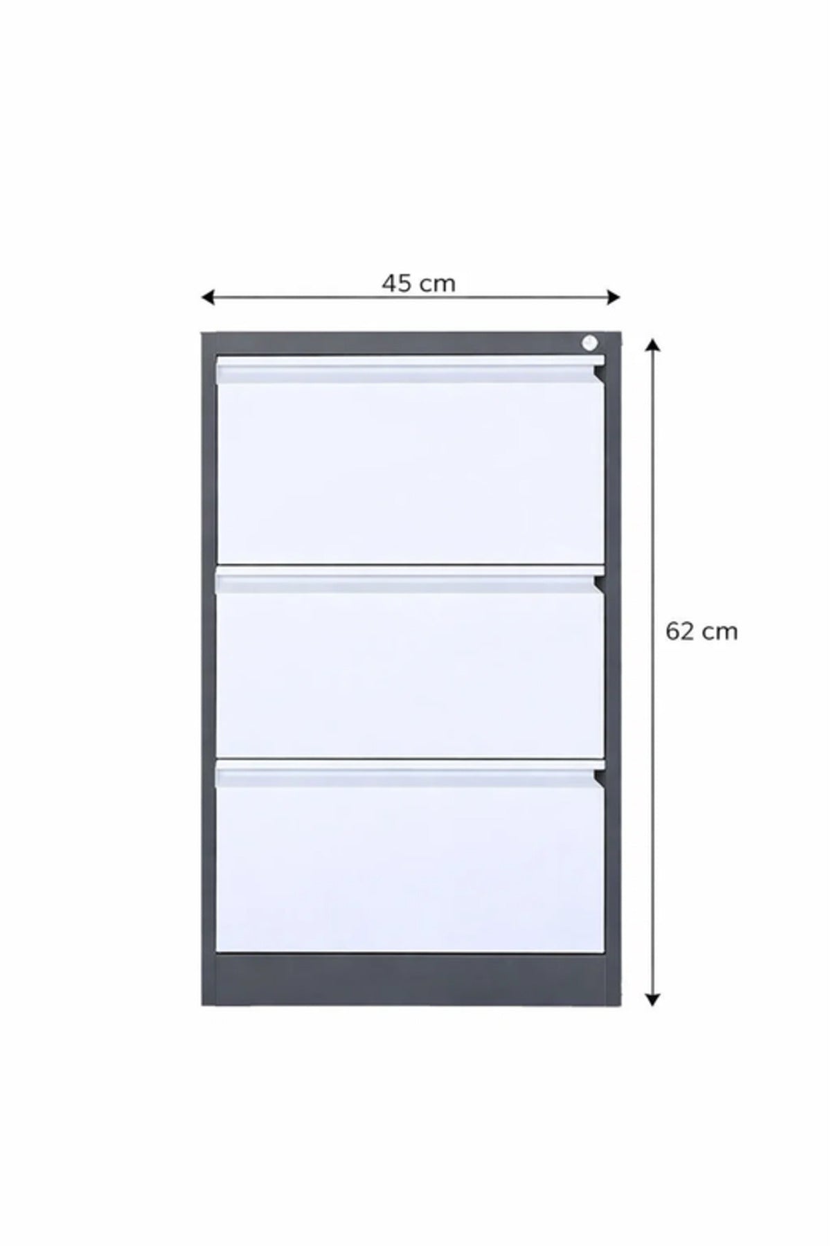 Grey and White Metal Filing Cabinet with 3 Drawers 103 _ 45 _ 62 cm