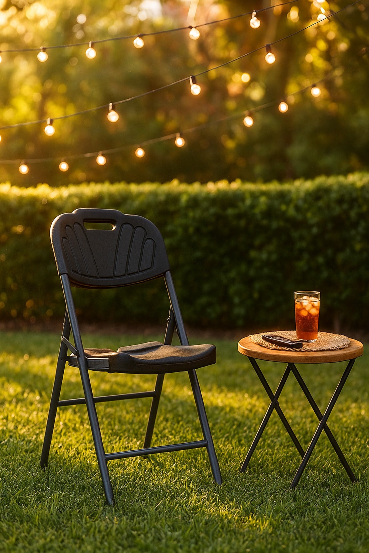 Black Folding Chair Ð Durable Plastic Seat with Metal Frame for Indoor, Outdoor & Event Use