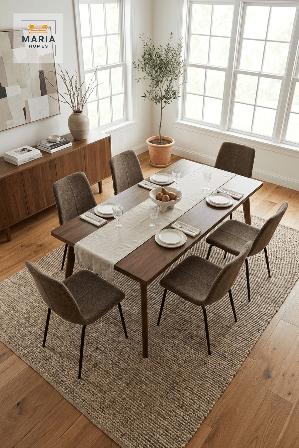 Brown Upholstered Dining Chair with Black Metal Legs Modern Home Seating