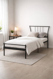 Black Metal Bed Frame with Modern Headboard black metal bed / Base