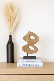 Walnut and Black Wooden Abstract Decorative Sculpture on Stand Ð Modern Art Accent