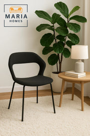 Black Fabric Dining Chair with Cutout Back Ð Modern Upholstered Chair with Metal Legs