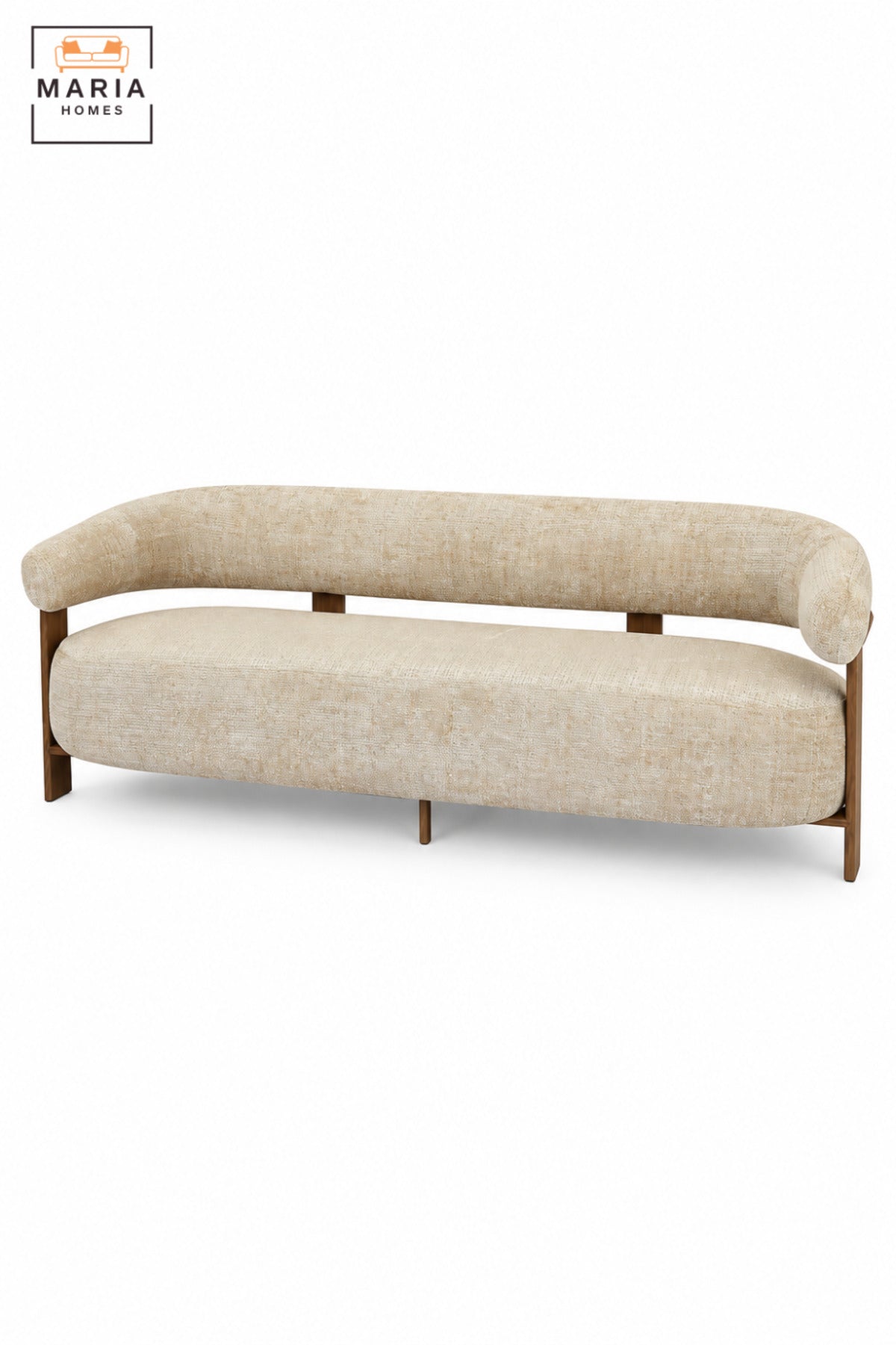 Modern 3 Seater Upholstered Sofa with Curved Backrest, Deep Cushioned Seat & Open Back Design for Living Room, Lounge, Reception and Hotel