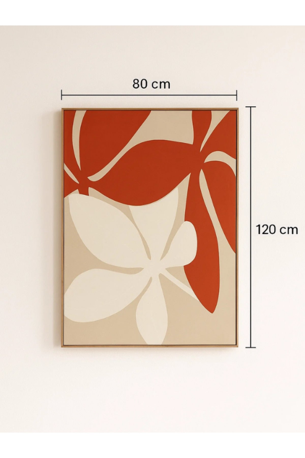 3D Abstract White & Orange Floral Canvas Wall Art with Wooden Frame Ð 120_80 cm